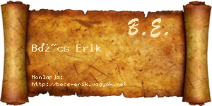Bécs Erik névjegykártya
