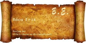 Bécs Erik névjegykártya